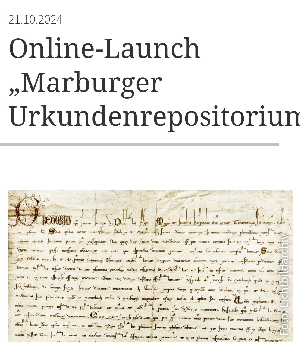 StrackGeorg's tweet image. Herzliche Einladung zur online Eröffnung unserer neuen #Datenbank für mittelalterliche #Urkunden am 31. Oktober, unten der Link, der gerne weiter geleitet werden kann #Mittelalter #medievaltwitter #charters 

uni-marburg.de/de/ub/aktuelle…