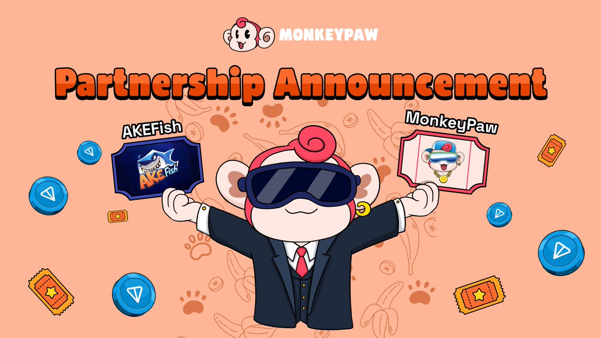 MonkeyPaw_HQ's tweet photo. 🤝 Partnership Announcement 🐵🎣

@MonkeyPaw is thrilled to announce a new partnership with @AKEFish_io  by @AKEDO_Games! 🐟💰

Get ready for exciting events and exclusive opportunities as MonkeyPaw teams up with AKEFish to bring even more fun and rewards to the community! 🚀 https://t.co/GreR8pC3mH