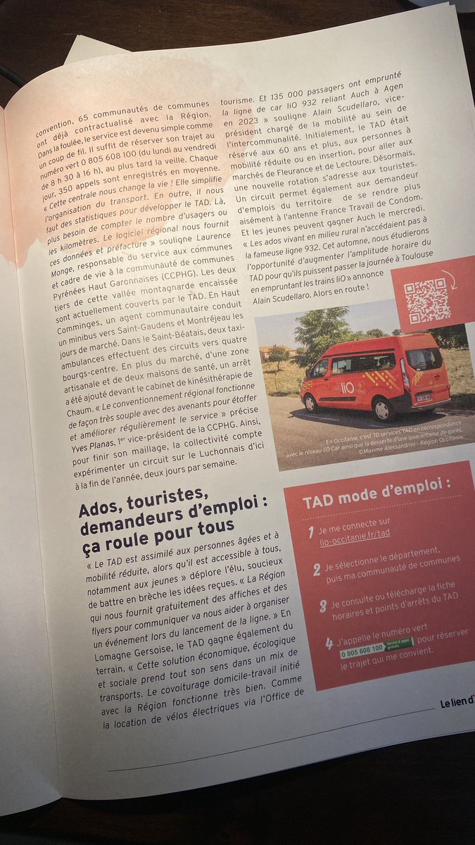 alainscudellaro's tweet photo. [#mobilite] Merci au magazine #liendoccitanie pour son focus sur le #TAD (transport à la demande) et retrouvez mon interview sur l’ouverture du service aux jeunes du territoire de la Lomagne Gersoise avec le concours de La Région @Occitanie @CaroleDelga https://t.co/L6yUo5aQ4g