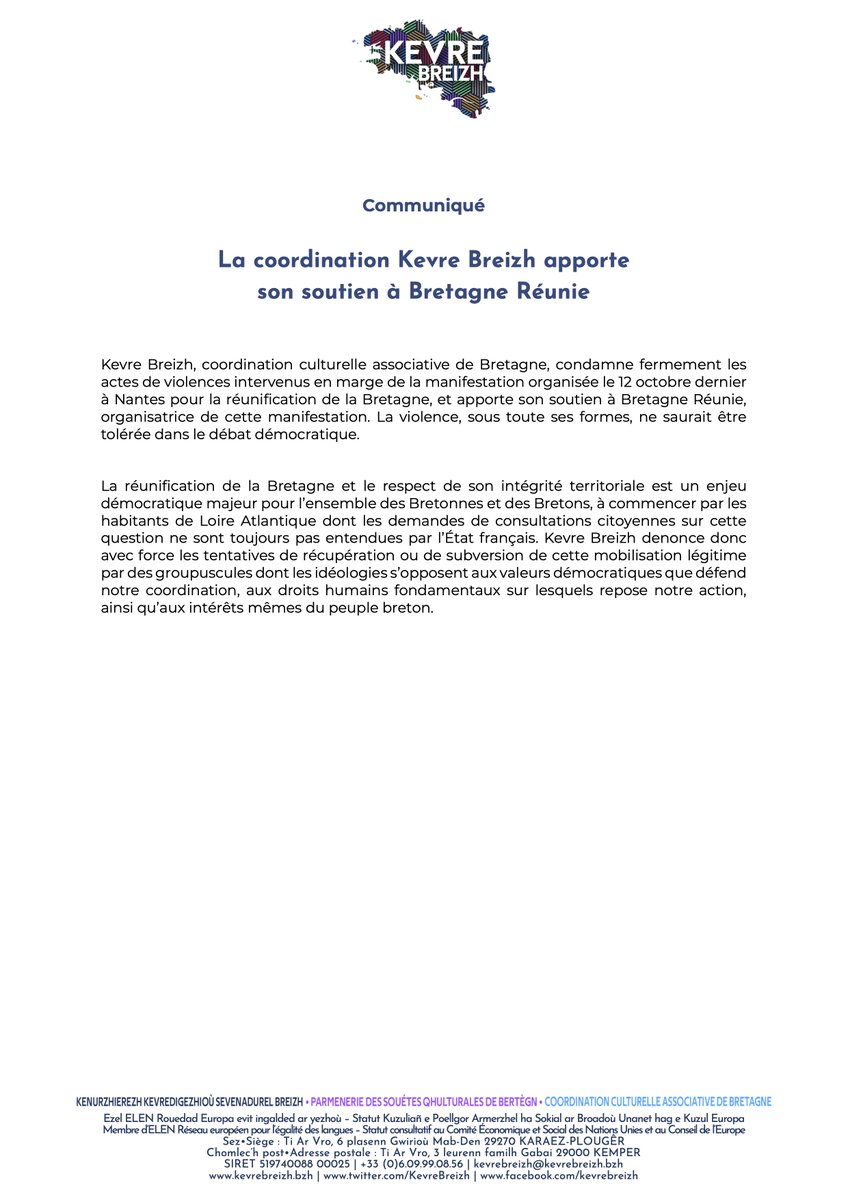 Manif #Naoned : reiñ souten da Vreizh Unvan a ra Kevre Breizh • Manif #Nantes : Kevre Breizh apporte son soutien à <a href="/bretagnereunie/">Bretagne Réunie 💯</a>