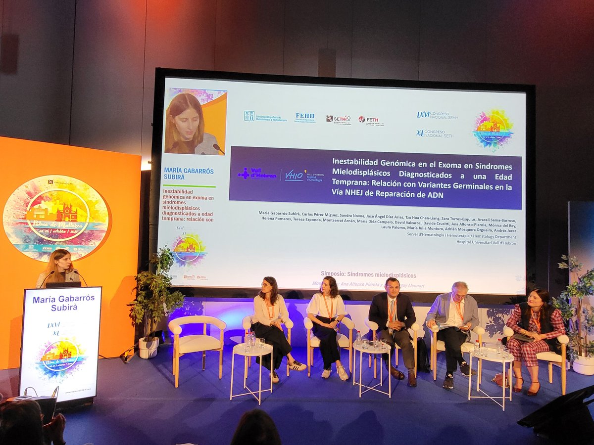 📢Maria Gabarros, de <a href="/Hemato_Vhebron/">Hematologia - Hospital Universitari Vall d'Hebron</a>, presenta los datos de su estudio sobre la inestabilidad genómica en pacientes con mutaciones germinales en genes de la via NHEJ🧬🩸 Datos del <a href="/gesmd/">gesmd</a>

¡ENHORABONA! #Hemato2024 <a href="/sehh_es/">@sehh_es</a>