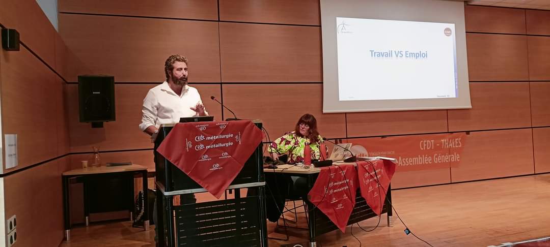 CfdtThales's tweet photo. Vivien Orléach @CFDT #fgmm invité de l'AG 2024. analyser le #travail pour l'améliorer. La @CfdtThales proche des salariés pour agir ensemble sur les #conditionsdetravail https://t.co/WjkTH88iSm