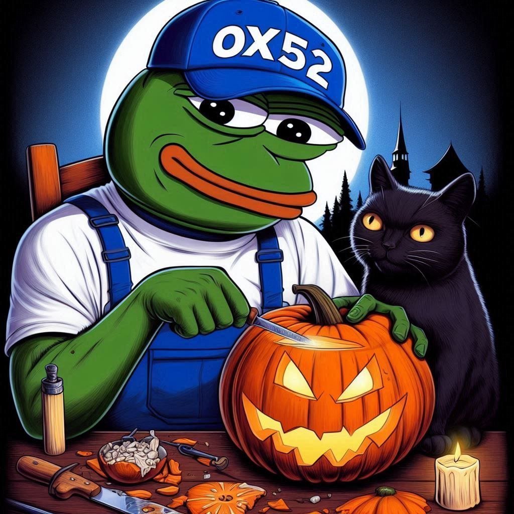 0x52BasedPepe's tweet image. One week left in the Based Pepe pumpkin carving competition! Over $2000 in $PEPE up for grabs, with $1000 in $PEPE going to the best carving!

We've seen some great submissions already, be sure to get yours in before Halloween!