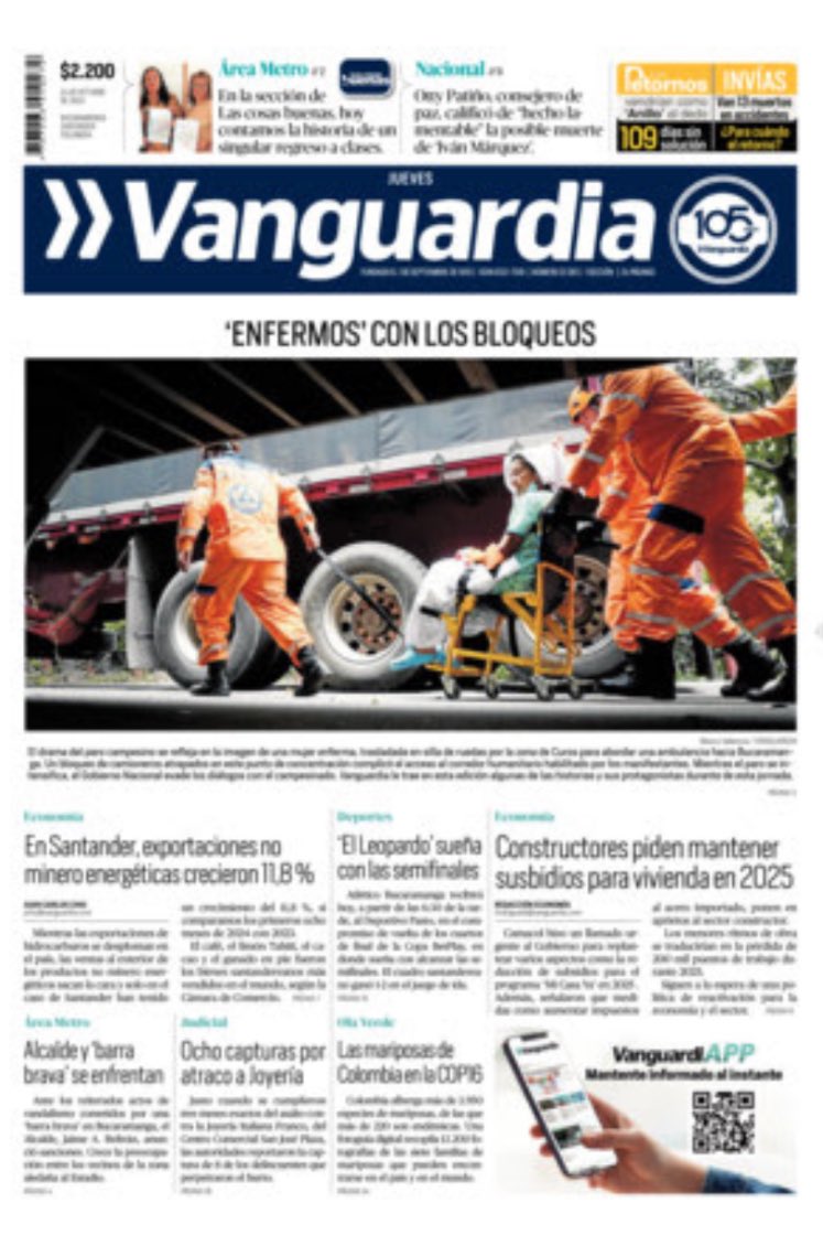 Hasta los enfermos en busca de alivio a sus dolores, han sufrido el rigor de los bloqueos. Vanguardia registra en acontecer de Santander.