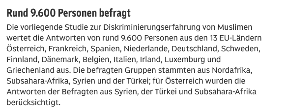 Faszinierend, unser Hamasfunk: Nur Muslime befragt,  Muslime am Meisten diskriminiert. 🤗