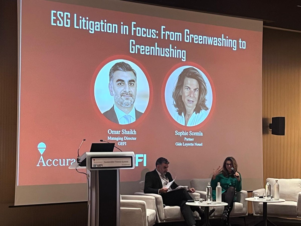 Finance4Change's tweet photo. "ESG litigation is set to rise with new regulations like CS3D in Europe" 

Sophie Scemla, @Gide_avocats said that companies must strengthen due diligence, engage with stakeholders, and manage risks from consumer activism and social media boycotts. 
#ESGLitigation #Sustainability https://t.co/EfXEQH3Wpf