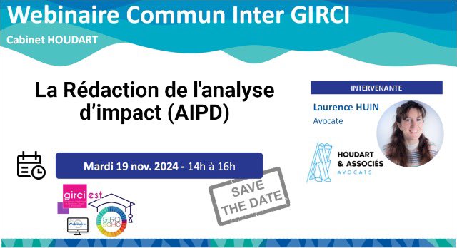 GIRCI SOHO (@gircisoho) on Twitter photo 🔜Webinaire Juridique InterGIRCI | "Rédaction de l’AIPD »
Maître <a href="/Laurence/">Laurence Gonsalves</a> HUIN, <a href="/HoudartAvocats/">Houdart Avocats</a> vous guidera pour rédiger une #AIPD conforme au #RGPD Inscription via les canaux internes de diffusion
<a href="/CHUdeToulouse/">CHU de Toulouse - compte inactif</a> 🔜Webinaire Juridique InterGIRCI | "Rédaction de l’AIPD »
Maître <a href="/Laurence/">Laurence Gonsalves</a> HUIN, <a href="/HoudartAvocats/">Houdart Avocats</a> vous guidera pour rédiger une #AIPD conforme au #RGPD Inscription via les canaux internes de diffusion
<a href="/CHUdeToulouse/">CHU de Toulouse - compte inactif</a>