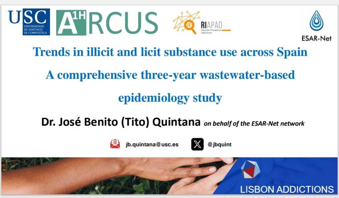 José Benito (Tito) Quintana (@jbquint) on Twitter photo And after #TTW7 we (<a href="/cpernasfraguela/">Carlos Pernas Fraguela</a> and me) are also presenting our work <a href="/UniversidadeUSC/">USC</a> at <a href="/LxAddictions/">Lisbon Addictions</a> on syringe residue analysis <a href="/Project_Sydres/">SYDRES</a> and wastewater-based epidemiology <a href="/EsarNet/">ESAR-Net</a>. Funded by <a href="/PNSDgob/">Plan Nacional Sobre Drogas</a> and <a href="/SaludISCIII/">Instituto de Salud Carlos III (ISCIII)</a>, <a href="/RIAPAd_info/">RIAPAd</a> network. And after #TTW7 we (<a href="/cpernasfraguela/">Carlos Pernas Fraguela</a> and me) are also presenting our work <a href="/UniversidadeUSC/">USC</a> at <a href="/LxAddictions/">Lisbon Addictions</a> on syringe residue analysis <a href="/Project_Sydres/">SYDRES</a> and wastewater-based epidemiology <a href="/EsarNet/">ESAR-Net</a>. Funded by <a href="/PNSDgob/">Plan Nacional Sobre Drogas</a> and <a href="/SaludISCIII/">Instituto de Salud Carlos III (ISCIII)</a>, <a href="/RIAPAd_info/">RIAPAd</a> network.