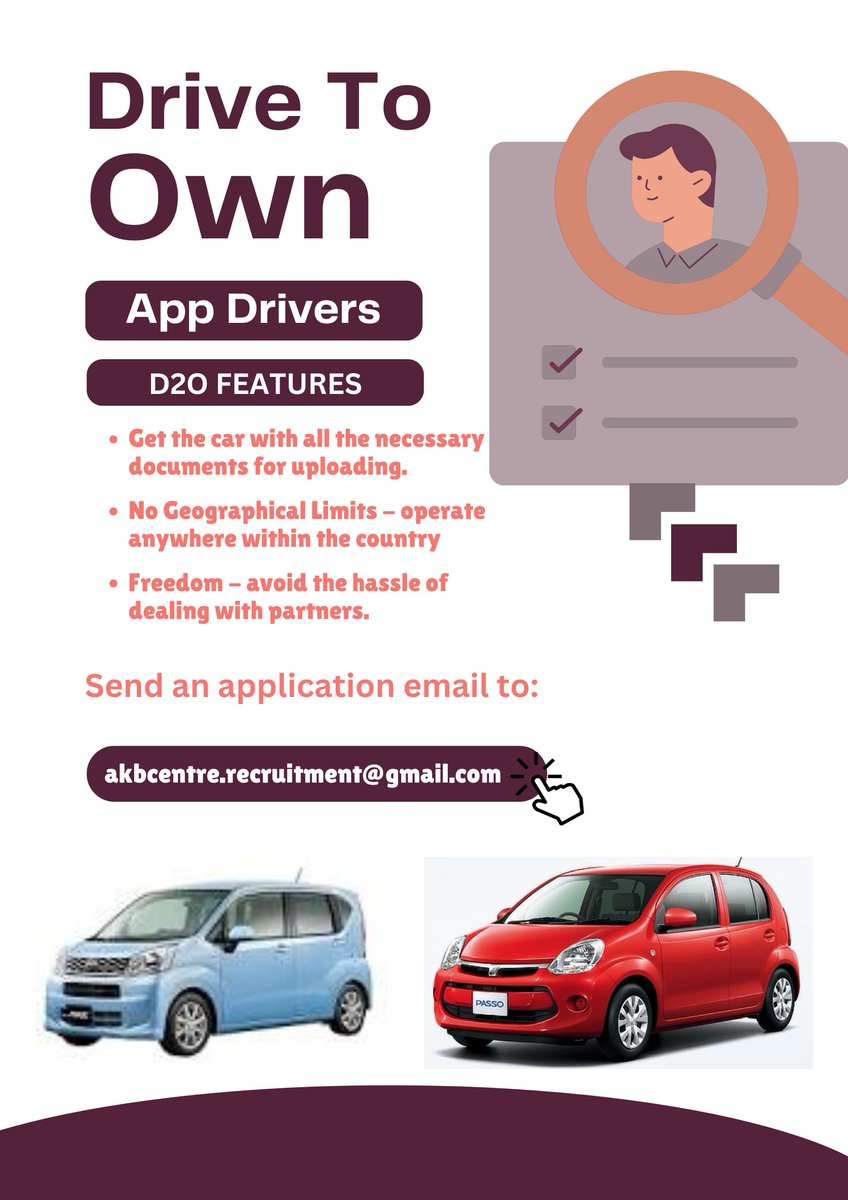 AkbNairobi's tweet photo. ATTENTION TAXI DRIVERS!
Did you know that you can successfully impeach your partner?
To find out more, visit our office located at Oyster Village, Donholm, Nairobi where we have assessment with app drivers every Friday. For enquiries contact 074215644
#shif #riggygimpeachment https://t.co/g5KcoBc3sQ