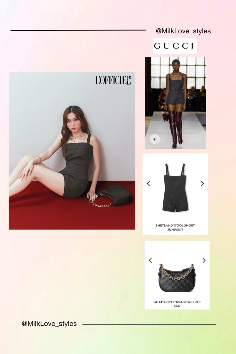 MilkLove_styles's tweet photo. Love Pattranite for @LOfficielThai in @gucci Fall-Winter 2024 collection. 

She is wearing ‘Shetland Wool Short Jumpsuit’ from runaway LOOK 2. Also, with ‘GG Emblem Small Shoulder Bag’. 

#GUCCI #GucciFW24 #GGEmblem 
#LOfficielThailand #loverrukk #GMMTV #MilkLove_styles https://t.co/ps5J1TQ1zN