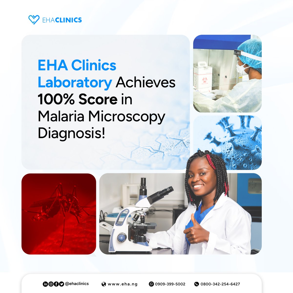 EHAClinics's tweet image. We are thrilled to announce that the #EHAClinics Laboratory team has achieved a 100% score in the latest cycle of the external quality control assessment for malaria microscopy diagnosis, conducted by the Medical Laboratory Science Council of Nigeria #MLSCN
Kudos to the Lab team!
