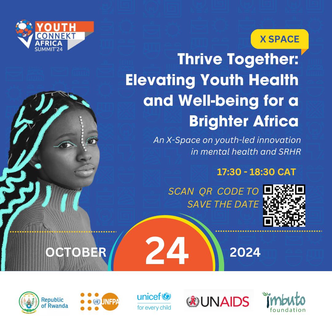 As we lead up to #YouthConnekt2024, ✨ join us this evening at #ThriveTogether X Space for a powerful discussion on #YouthLedInnovation in #MentalHealth and #SRHR! 
Our Executive Director, <a href="/Ahi_Anaclet/">Anaclet AHISHAKIYE</a> , will be on the panel with innovators from across Africa. 
Don’t miss this