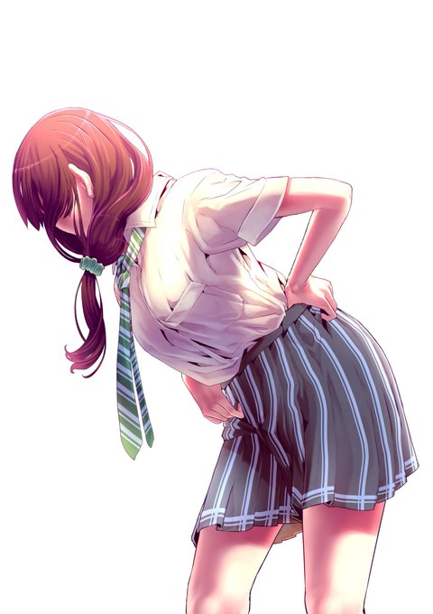 スカートの位置直すガール。(h 