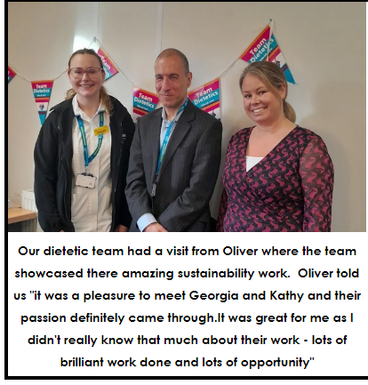 DietitiansSwft's tweet photo. The theme of #AHPweek last week was Quality and Safety! Two of our dietitians spoke with one of the directors and showcased the amazing work they are doing within their teams for #sustainability.
@wmbda #nhs #AHP #swft https://t.co/XMe18op81y