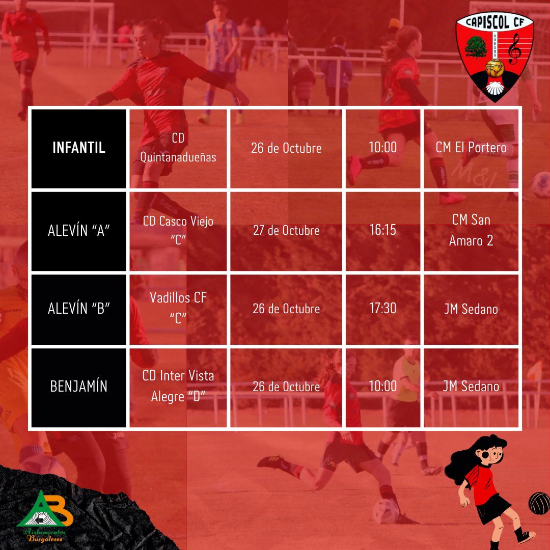 ¡ Aquí dejamos los horarios de esta jornada! 🤩

¡Mucha suerte y por el ➕3️⃣ chicas‼️⚽️

#capiscolfemenino