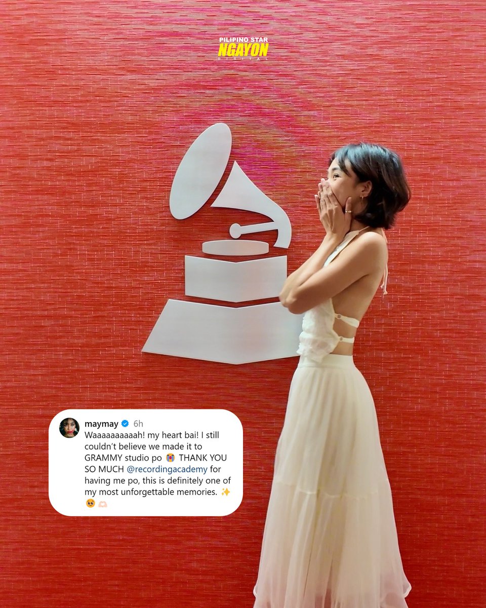 psngayondigital's tweet photo. ‘DEFINITELY ONE OF MY MOST UNFORGETTABLE MEMORIES’ ✨

Singer-actress na si Maymay Entrata, nag-share sa Instagram ng ilang photos matapos siyang bumisita sa Grammy studio.

“Waaaaaaaaaah! my heart bai! I still couldn’t believe we made it to GRAMMY studio po 😭 https://t.co/sRm8PXb9qF
