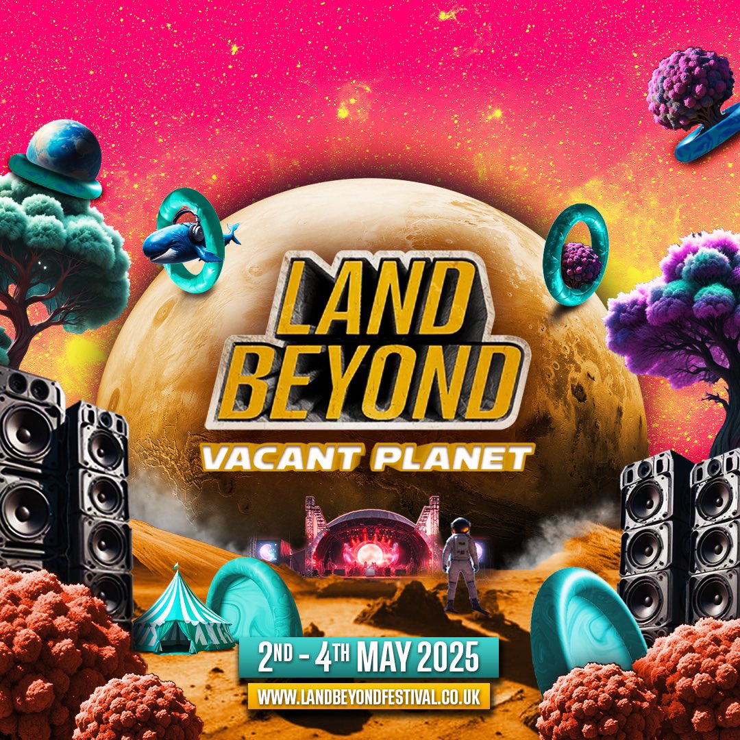 The journey continues… 🚀 
Introducing Land Beyond Festival Chapter 5: Vacant Planet 🪐 

2nd - 4th May 2025 
Bank Holiday Weekend 

That’s right - Brighton’s only 3-day camping festival is back, and ready to take things to the next level for our biggest year yet! 💥