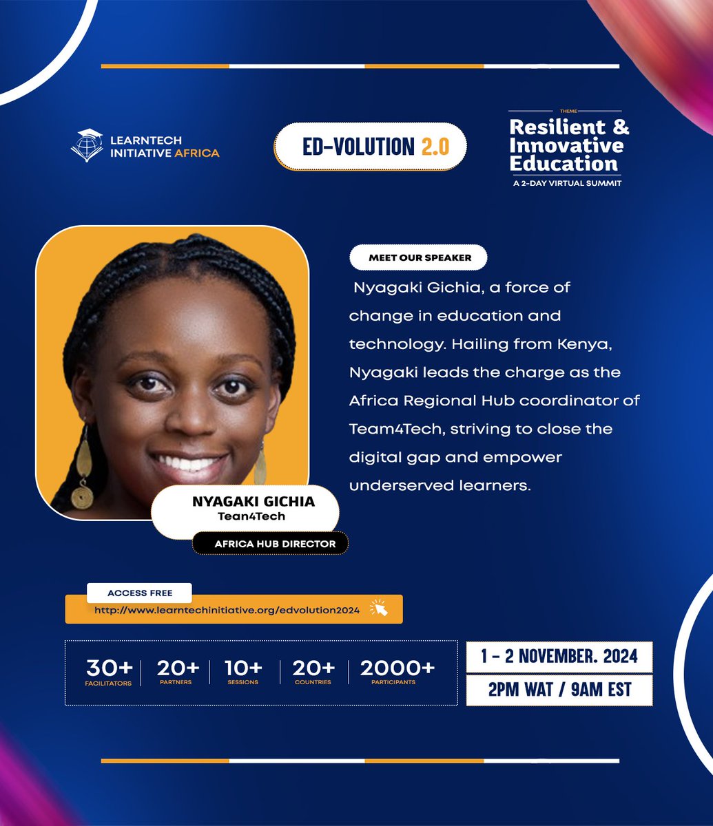 learntechafrica's tweet photo. @WeAreTeachers Worried about your child keeping up with tech advancements?

At the Ed-volution summit, experts like Dimeji Falana and Nyagaki Gichia will share tips on how to bridge the gap between education and the future workforce.

Register now to join us.

https://t.co/SsCXnJsC7W https://t.co/o86NUENdp7