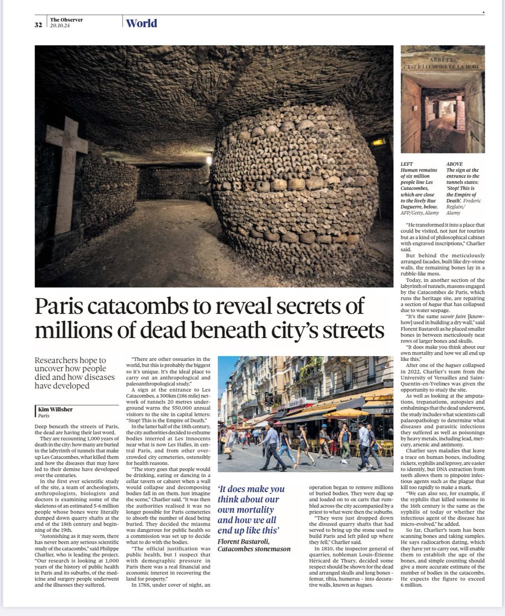 Philippe Charlier (@doctroptard) on Twitter photo On parle de notre recherche archéo-anthropologique des Catacombes dans <a href="/guardian/">The Guardian</a> !
Le lien ici : theguardian.com/world/2024/oct… On parle de notre recherche archéo-anthropologique des Catacombes dans <a href="/guardian/">The Guardian</a> !
Le lien ici : theguardian.com/world/2024/oct…
