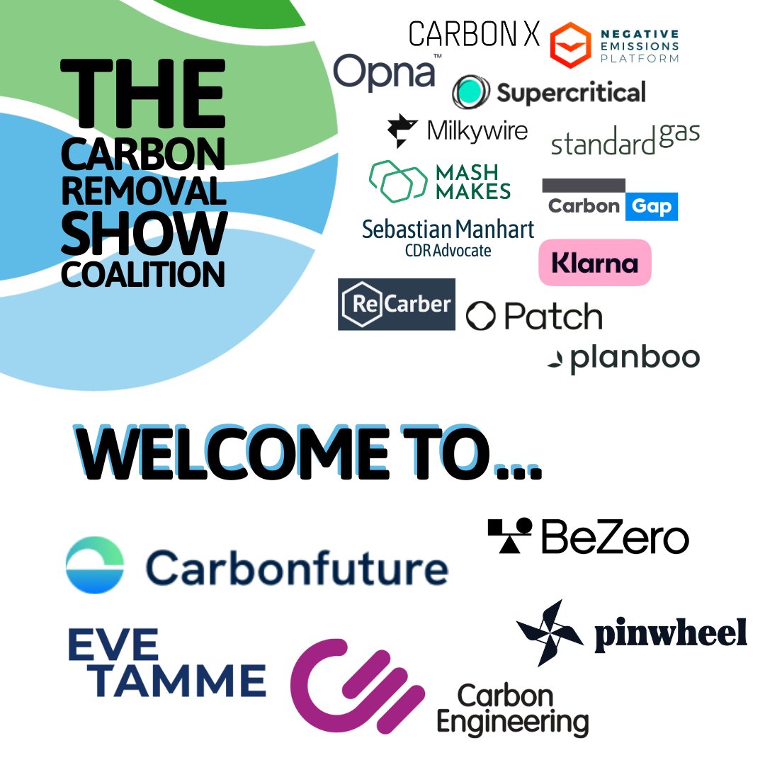 The Carbon Removal Show (@restoredcc) on Twitter photo HUGE WELCOME to new Coalition members!!
#pinwheel <a href="/EveTamme/">Eve Tamme</a> <a href="/carbonfuture_/">carbonfuture_</a> <a href="/CarbonEngineer/">Carbon Engineering</a> <a href="/BeZeroCarbon/">BeZero Carbon</a>
Find out more: thecarbonremovalshow.com/support-the-sh… HUGE WELCOME to new Coalition members!!
#pinwheel <a href="/EveTamme/">Eve Tamme</a> <a href="/carbonfuture_/">carbonfuture_</a> <a href="/CarbonEngineer/">Carbon Engineering</a> <a href="/BeZeroCarbon/">BeZero Carbon</a>
Find out more: thecarbonremovalshow.com/support-the-sh…