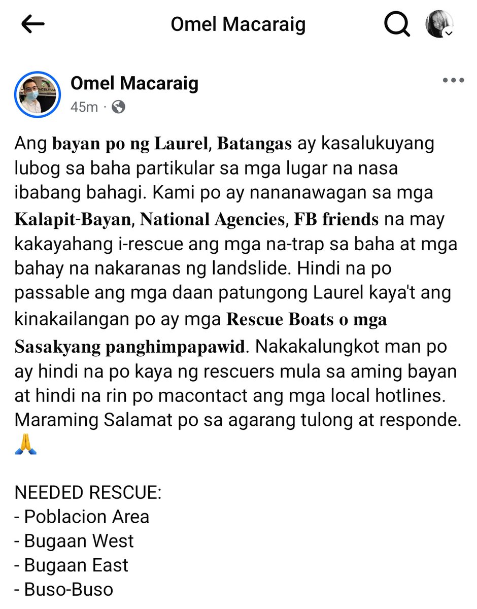 SB19_ATINBatsPH's tweet image. 🚨RESCUE ALERT

Our fellow Batanguenos in Laurel, Batangas are in need of a rescue vehicle.

#BatangasNeedsHelp #KristinePH