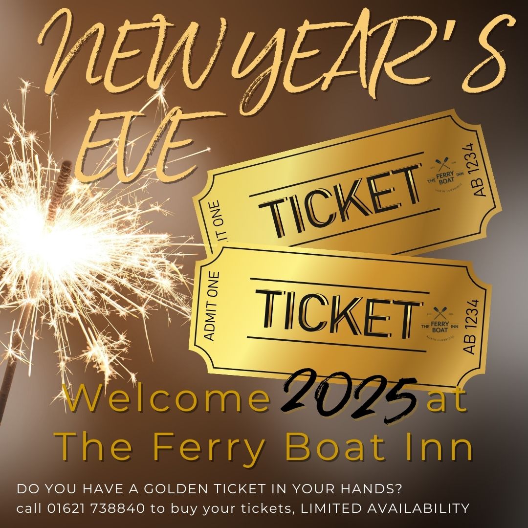 🍾Pop the champagne and ask someone to celebrate with a kiss!😘 The clock is striking midnight on a wonderful 2024 here at The Ferry Boat Inn and we want to celebrate with all of you.

Call our office directly on 01621 738840 to reserve your tickets.
