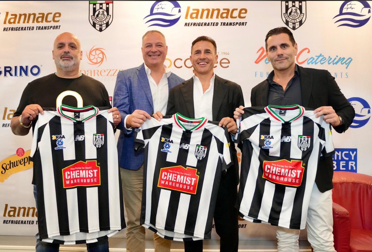 Ange_Carrozza's tweet photo. Our great club @AdelaideCityFC  welcomes Il Capitano @fabiocannavaro to our great city of Adelaide. https://t.co/aC6G00cwGR