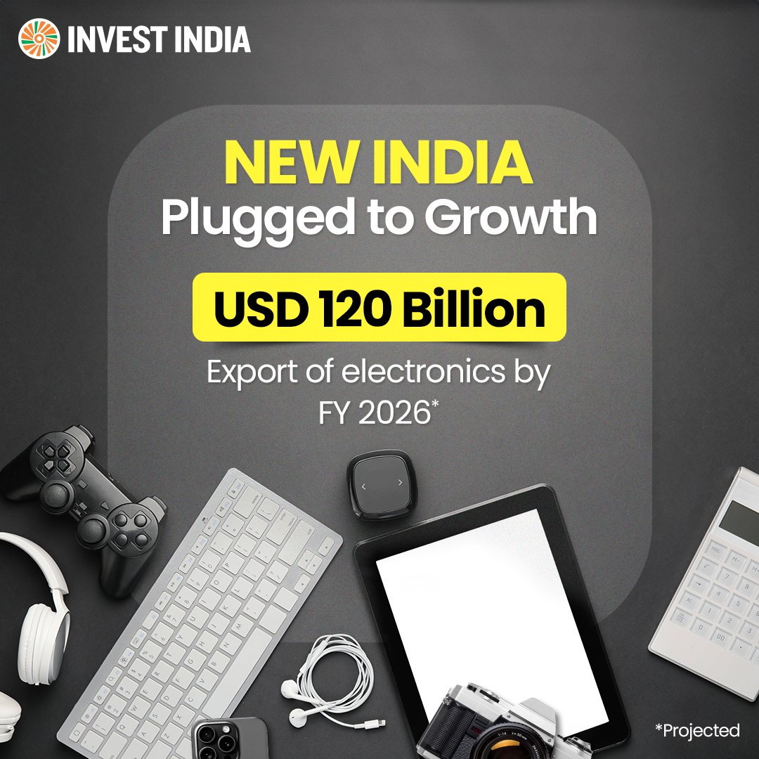 investindia's tweet image. #NewIndia's #electronicsindustry, valued at USD 155 Billion and with 65% domestic production, reflects a shift toward greater self-reliance and marks a new chapter in the country’s global journey.

Explore more at bit.ly/II-Electronics

#InvestInIndia #ESDM @makeinindia