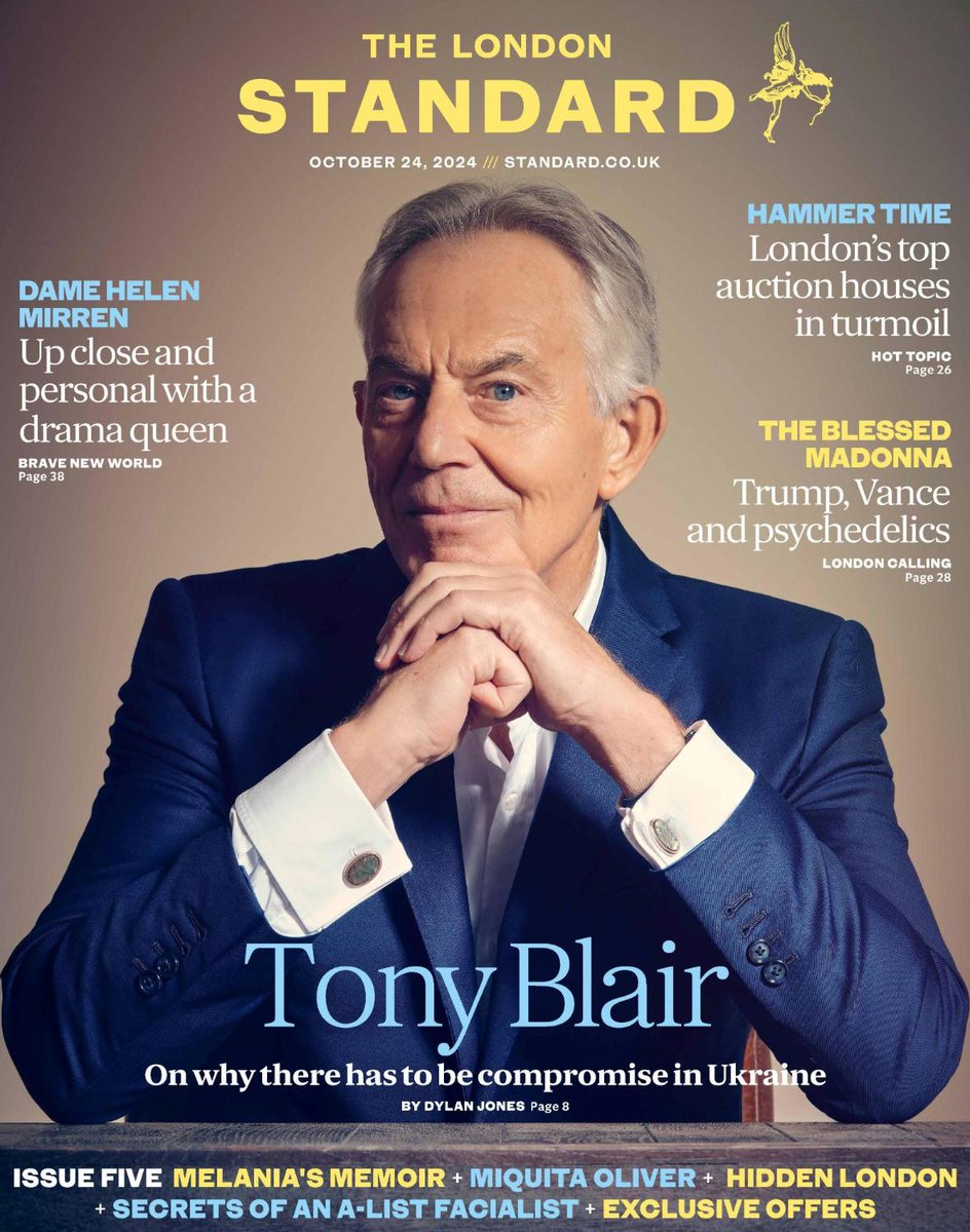 Standard News (@standardnews) on Twitter photo Tony Blair: There has to be compromise to end the Ukraine war #frontpage
The former PM sits down with <a href="/dylanjonesa/">Dylan Jones</a> to discuss peace-making, Brexit and why we need to give Keir Starmer a chance Tony Blair: There has to be compromise to end the Ukraine war #frontpage
The former PM sits down with <a href="/dylanjonesa/">Dylan Jones</a> to discuss peace-making, Brexit and why we need to give Keir Starmer a chance