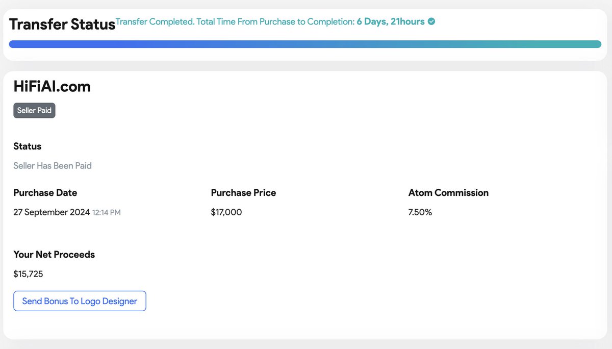 Just sold my first domain after migrating to Atom.com. Thanks to <a href="/atomHQ/">Atom.com</a>.