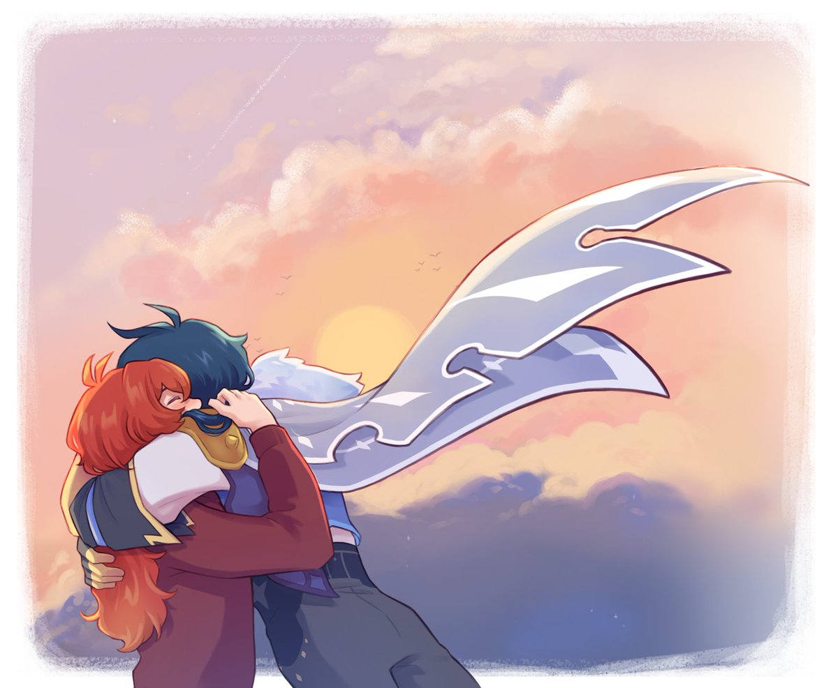 acerolagummies's tweet photo. kaeluc only pose from the cover of @/noctuababy's cradle of storms because i was sad kaeya's cape got cropped lol https://t.co/Seg6FCo2an
