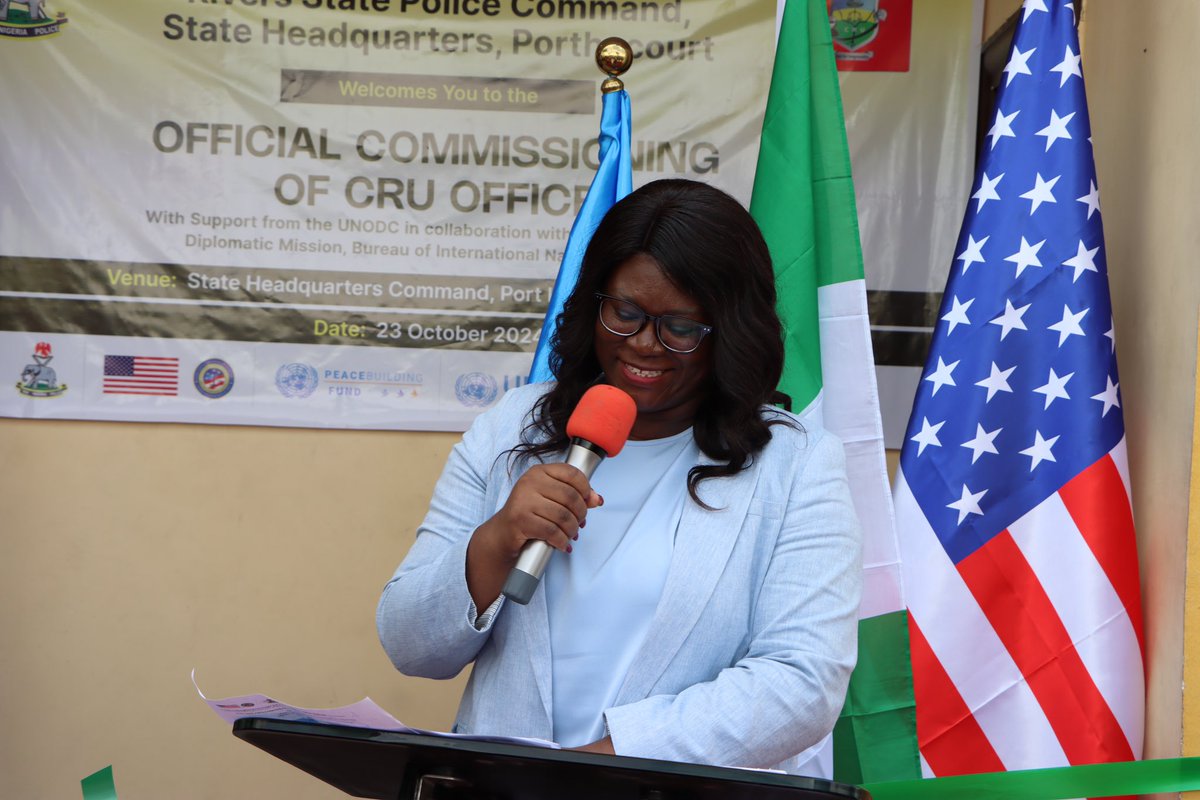 UNODC_Nigeria's tweet photo. 🚨 Exciting news! Yesterday, we commissioned the new Complaint Response Unit (CRU) @PoliceNG_CRU office in Port Harcourt. 

This initiative, funded by @StateINL, will help address police impunity &amp; improve public trust in @PoliceNG. 

#PoliceReform #ReclaimYourRight https://t.co/JS70JcdmY6