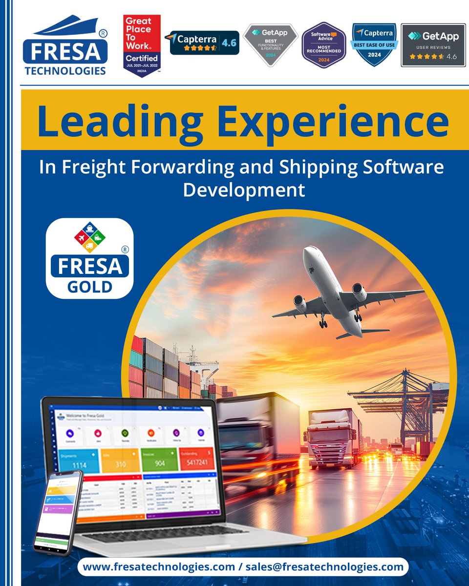 fresatechnology's tweet photo. Leading Experience
In Freight Forwarding and Shipping Software Development
#Fresa | #ShippingInnovation | #LogisticsSoftware | #DigitalLogistics | #SupplyChainManagement | #FreightSolutions | #MaritimeTechnology | #TransportSoftware | #ShippingEfficiency | #FreightAutomation https://t.co/Fyv5x1c0So