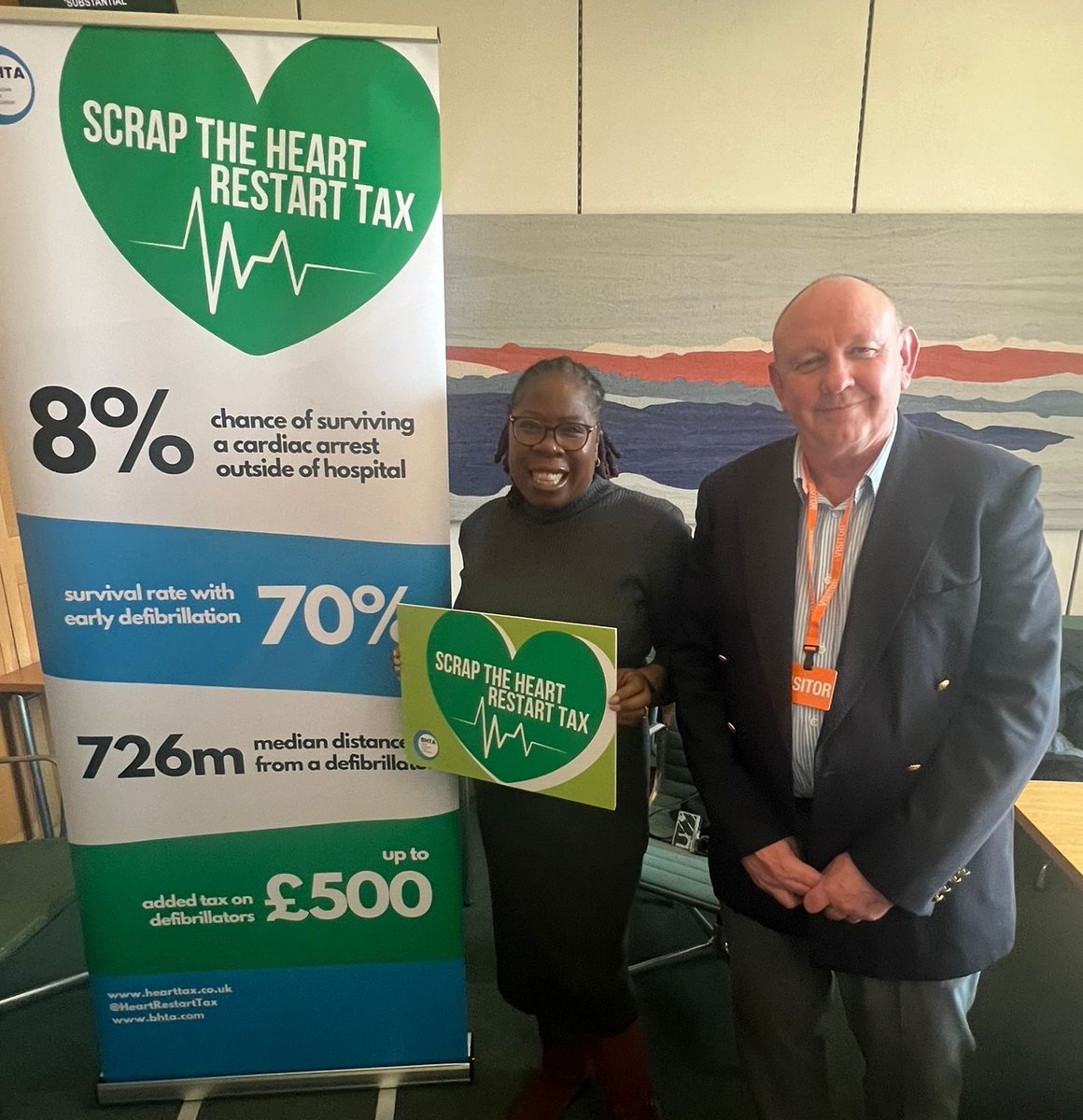 I joined the <a href="/weareBHTA/">BHTA</a> and <a href="/HeartRestartTax/">Scrap the Heart Restart Tax</a> parliamentary drop-in to show my support for the Scrap the Heart Restart Tax campaign.

The campaign calls for the removal of VAT on defibrillators to increase community access and save lives.

Learn more: hearttax.co.uk