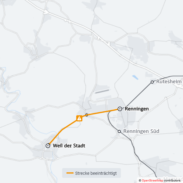 SBahn_Stuttgart's tweet photo. ⚠️ Oberleitungsstörung #Malmsheim 
#S6 verkehrt momentan nicht zwischen #WeilderStadt und #Renningen. Weitere Infos folgen. https://t.co/jpVMBFFvkX