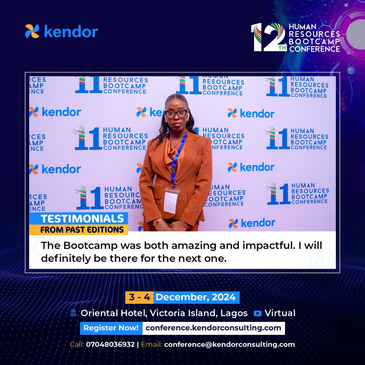 HRNigeria's tweet image. ⏳10 days left for Early Bird tickets! Don’t miss out on savings for #HRBootcamp2024. 

Register now - conference.kendorconsulting.com

#CountdowntoHRBC2024 #HRBootcampConference #Evolve2024 #HRBC2024