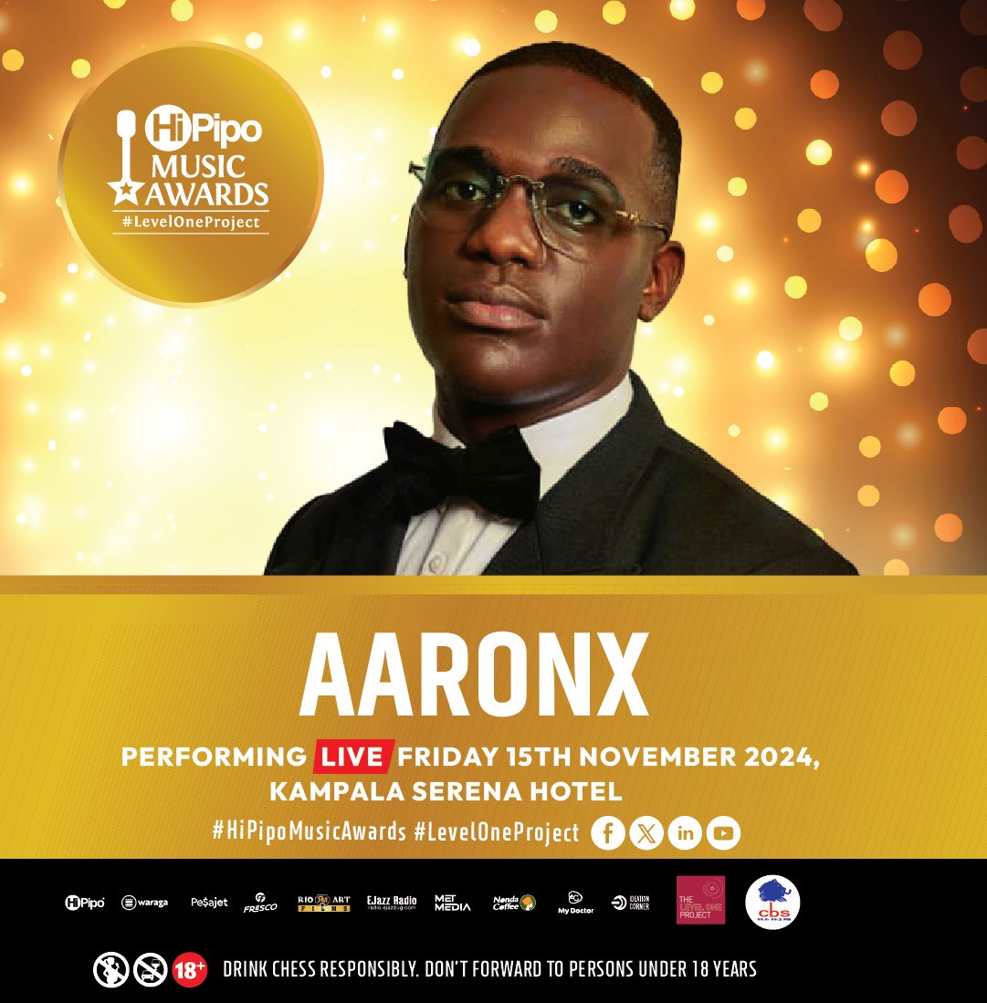 DjMazoe's tweet photo. 🎶🔥 Aaronx is bringing all the Njalwala vibes to the #HiPipoMusicAwards stage! 🔥🎶

Get ready for an unforgettable live performance on Friday, 15th November 2024, at Kampala Serena Hotel!

🎟️ Tickets: 100k | Table: 3 Million

#LevelOneProject https://t.co/kwh72MqMhB
