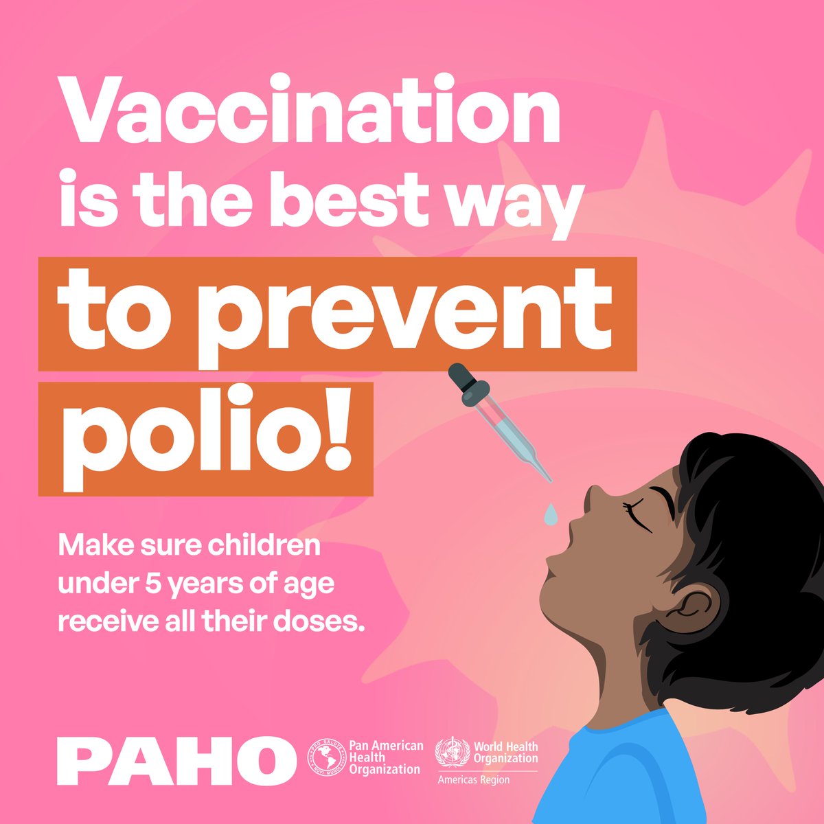 Make sure children under 5⃣ years of age receive all their #polio vaccine doses.