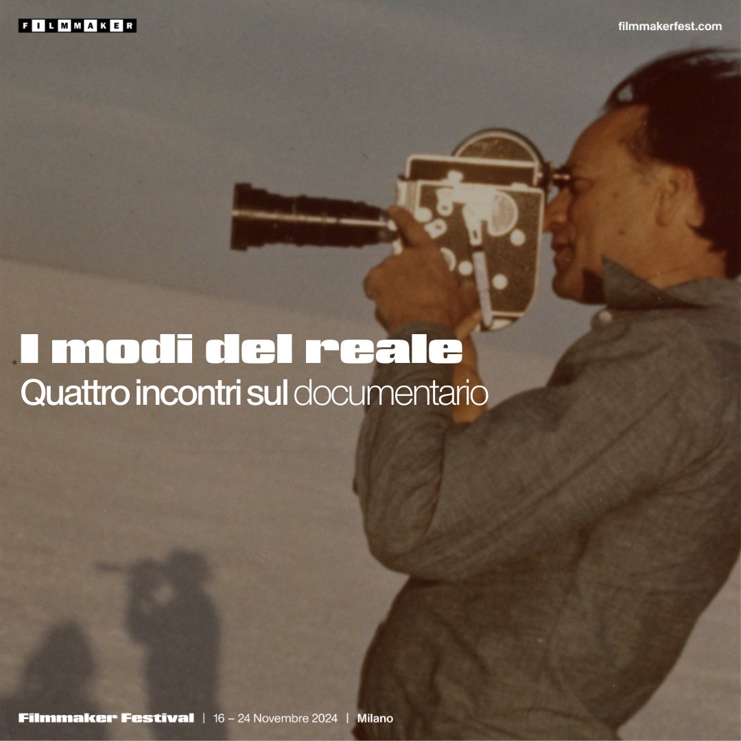 𝗜 𝗠𝗢𝗗𝗜 𝗗𝗘𝗟 𝗥𝗘𝗔𝗟𝗘 - 𝗤𝘂𝗮𝘁𝘁𝗿𝗼 𝗶𝗻𝗰𝗼𝗻𝘁𝗿𝗶 𝘀𝘂𝗹 𝗱𝗼𝗰𝘂𝗺𝗲𝗻𝘁𝗮𝗿𝗶𝗼
Il corso di 𝗙𝗶𝗹𝗺𝗺𝗮𝗸𝗲𝗿 𝗙𝗲𝘀𝘁𝗶𝘃𝗮𝗹 di 𝗮𝘃𝘃𝗶𝗰𝗶𝗻𝗮𝗺𝗲𝗻𝘁𝗼 𝗮𝗹 𝗰𝗶𝗻𝗲𝗺𝗮 𝗱𝗲𝗹 𝗿𝗲𝗮𝗹𝗲, come ogni ottobre. Iscriviti: filmmakerfest.com/Form/99