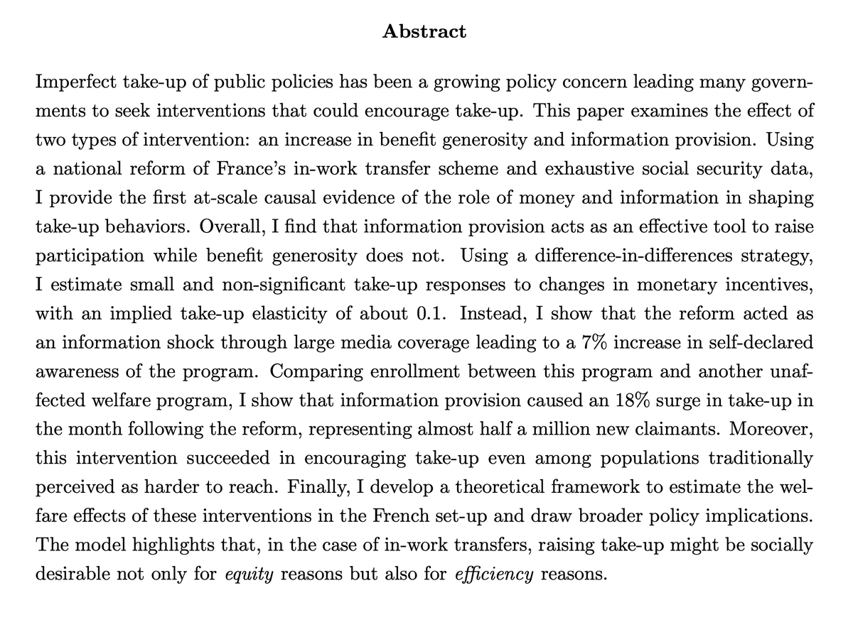 Claire Leroy

JMP: "Raising Take-up of Welfare Programs: Evidence from a Large French Reform"

Website: sites.google.com/view/claireler…