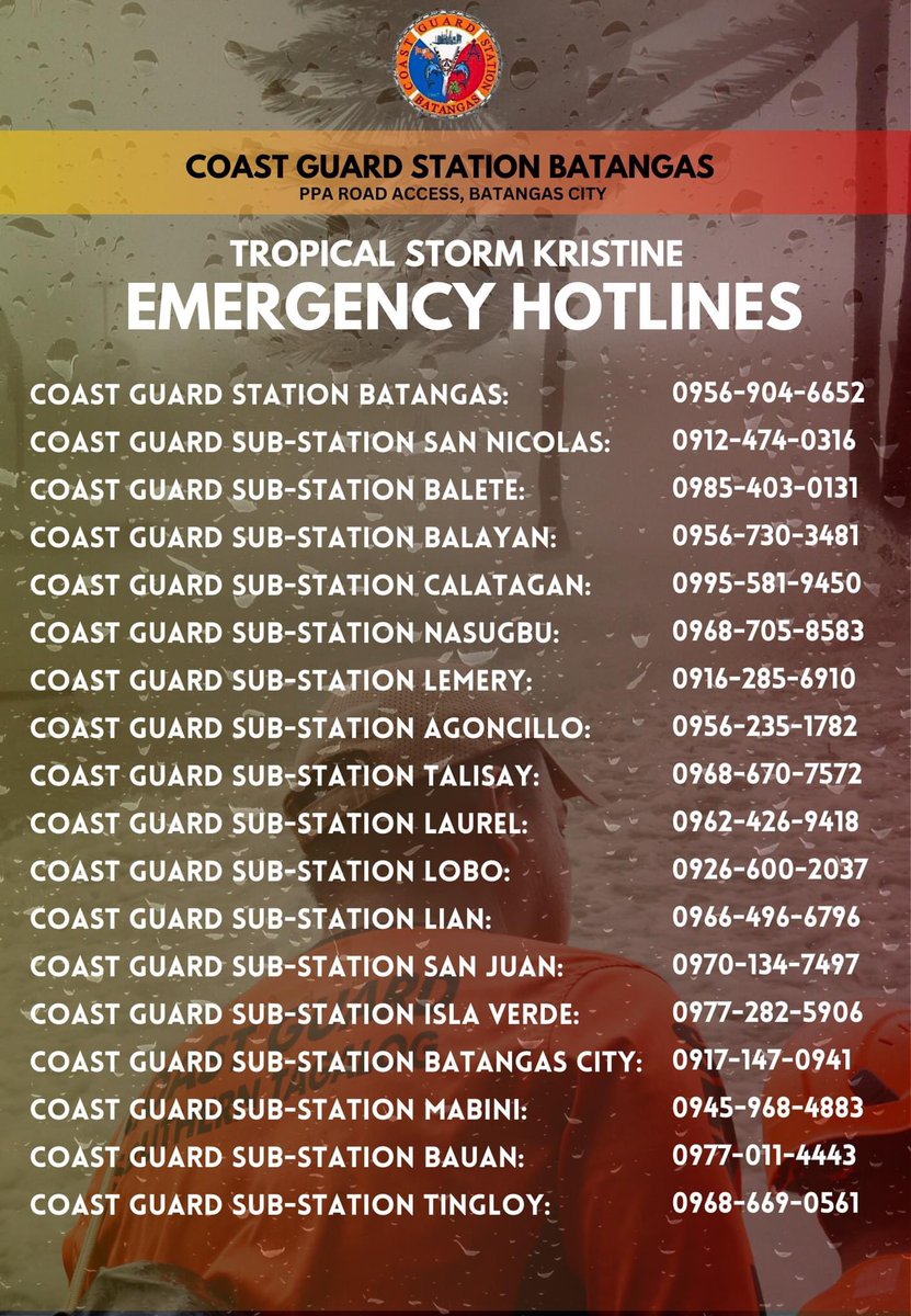cintacole's tweet photo. COAST GUARD HOTLINES FOR BATANGAS ‼️ https://t.co/OW8eZt35hy