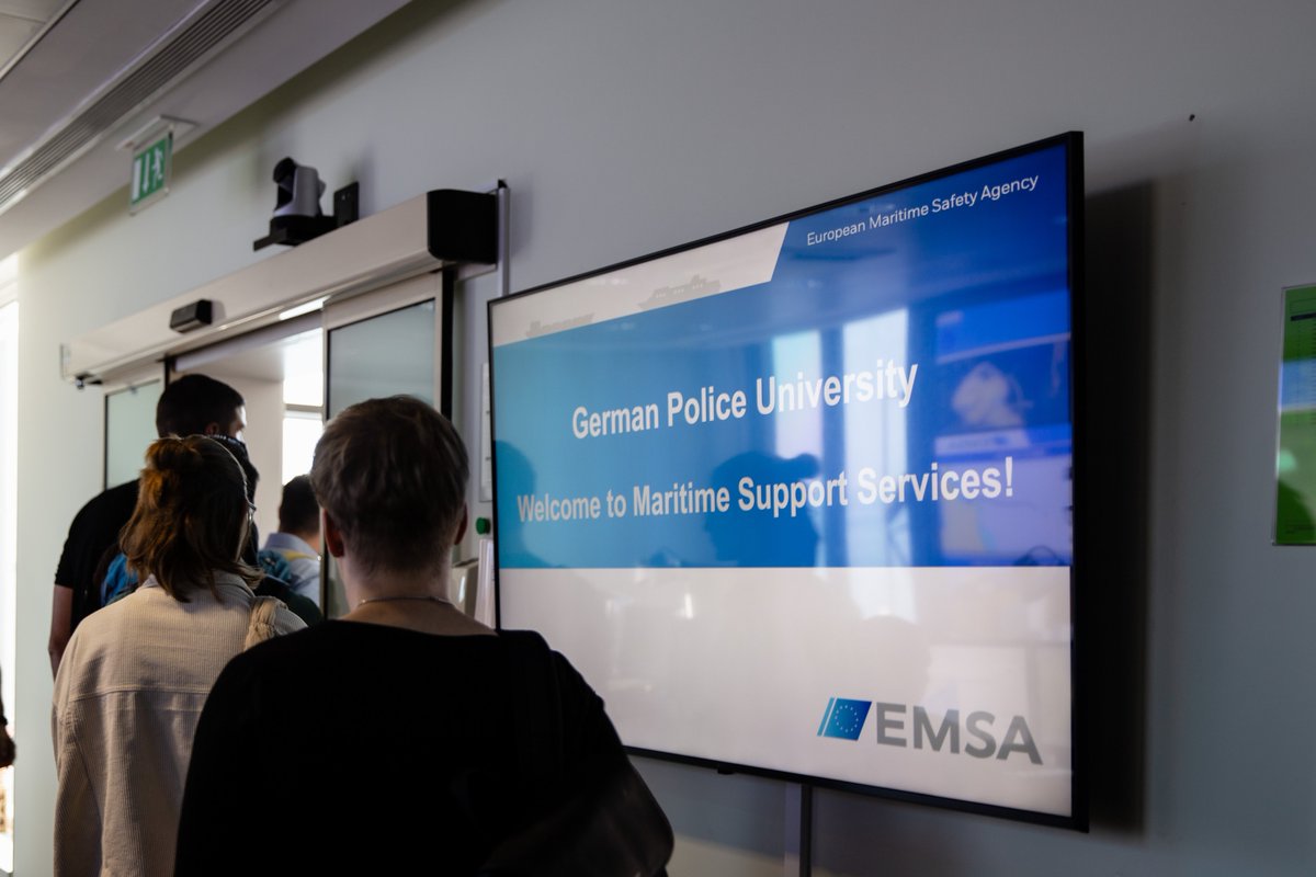 This week we welcomed a group of students from the German Police University <a href="/DHPol_Muenster/">DHPol</a>  to our Lisbon headquarters, to learn about our work and mandate. 👮

The visit finished with a tour of our #Maritime Support Services (MSS) centre to see our work in action! 🌍🚢️🌊