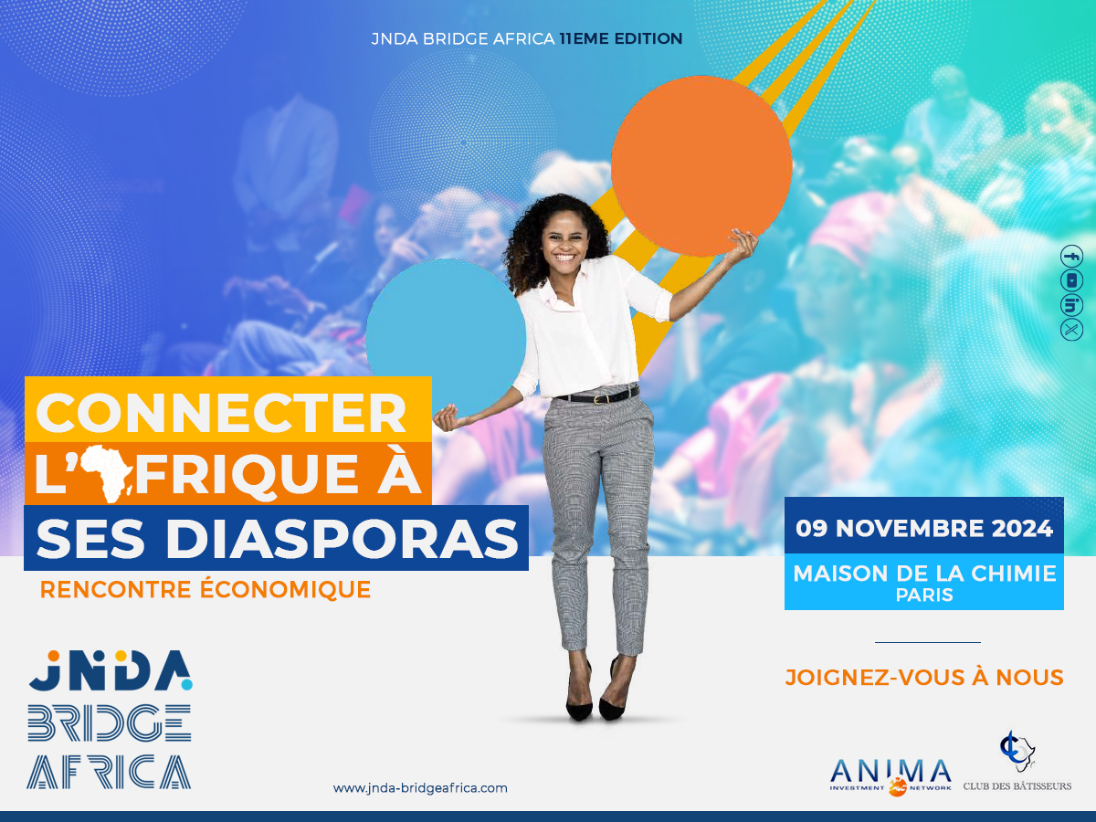 <a href="/JMAfrique/">Je m'engage pour l'Afrique.</a> est partenaire du Forum JNDA BRIDGE AFRICA 2024, la rencontre économique entre l'Afrique et ses diasporas ! 
9 novembre 2024, Maison de la Chimie, 
Rencontres d'affaires, conférences et ateliers pour construire l'avenir entre Europe et Afrique. lnkd.in/dPQ5Qdt8