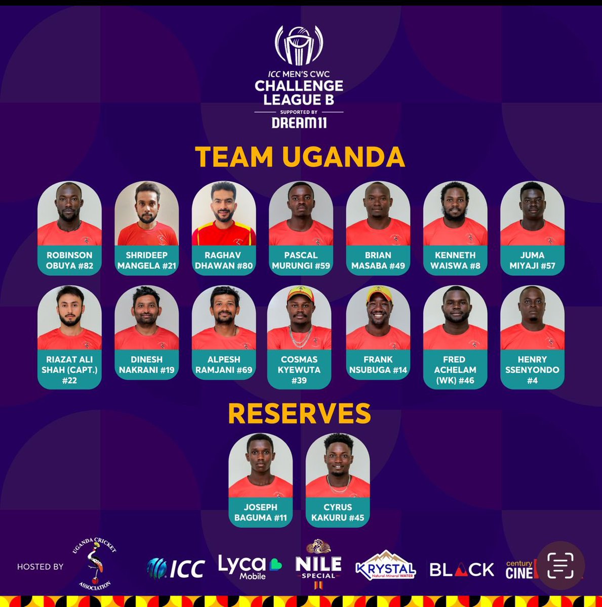 Let's go Cricket Cranes 🏏 🏏 🏏🏏🇺🇬🇺🇬🇺🇬🇺🇬 #ICCChallengeLeagueB