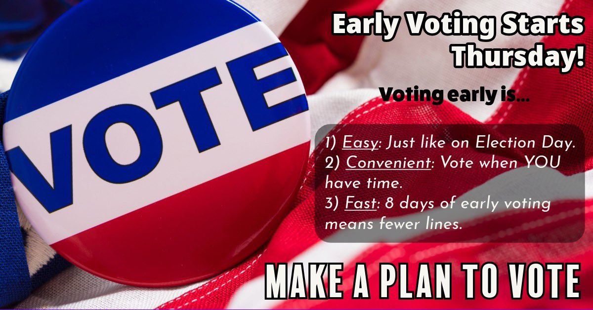 Polls are open! #MakeAPlanToVote Early Voting in MD is today through October 31 from 7:00am to 8:00pm. Find locations here: frederickcountymd.gov/7654/Make-a-pl… Let’s get <a href="/AlsobrooksForMD/">Angela Alsobrooks</a> <a href="/April4Congress/">April McClain Delaney</a>  <a href="/KamalaHarris/">Kamala Harris</a> and our #MDappleBallot candidates across the finish line!