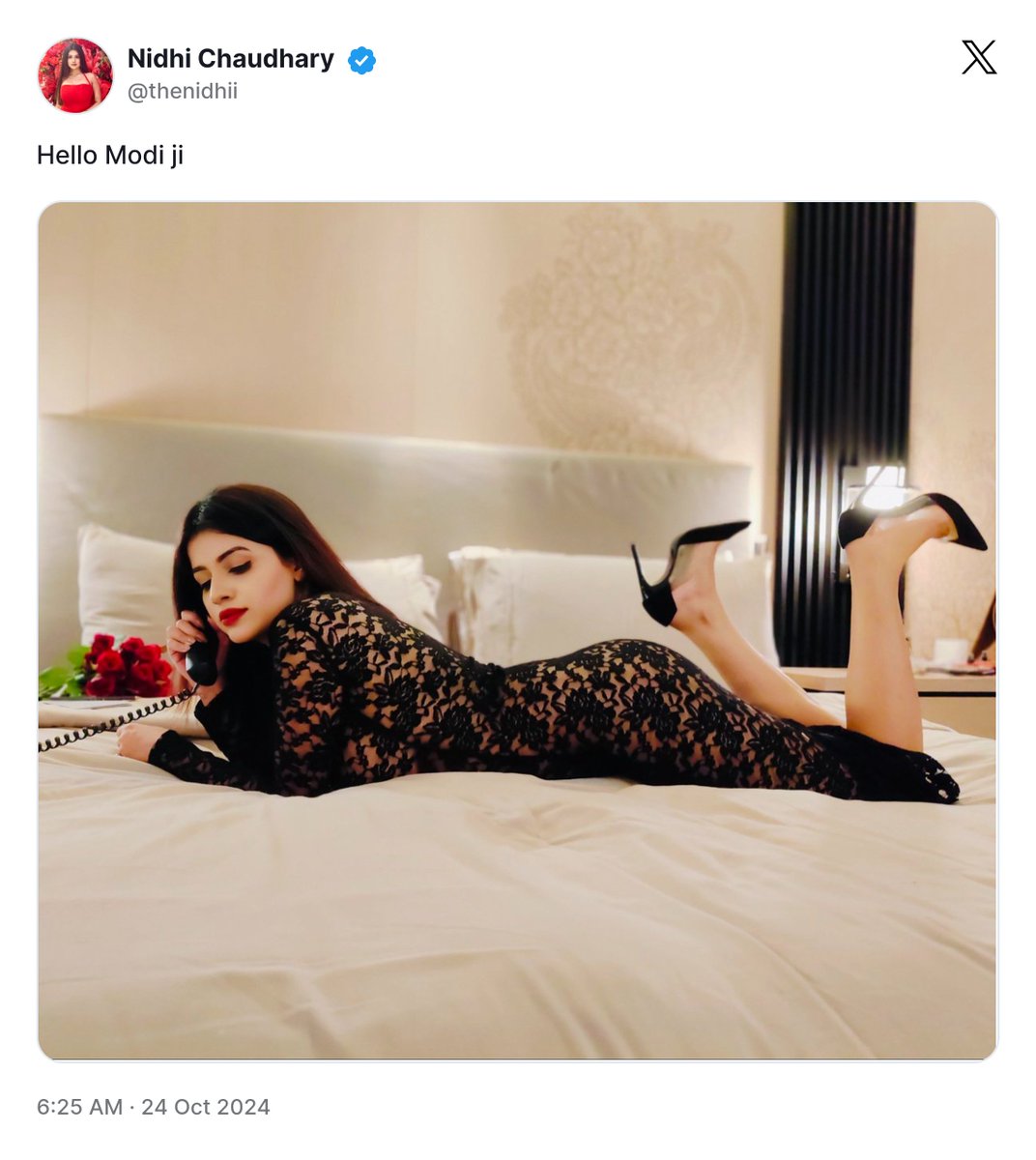 thetimespatriot's tweet photo. Astrology influencer Nidhi Chaudhary faces backlash for using PM Modi's name in a provocative photo post. Netizens, including journalist Deepika Bhardwaj, slammed her for cheap publicity, questioning if she's an astrologer or aiming for something else. #Shameful #CheapPublicity https://t.co/z4Kv0yfa1L