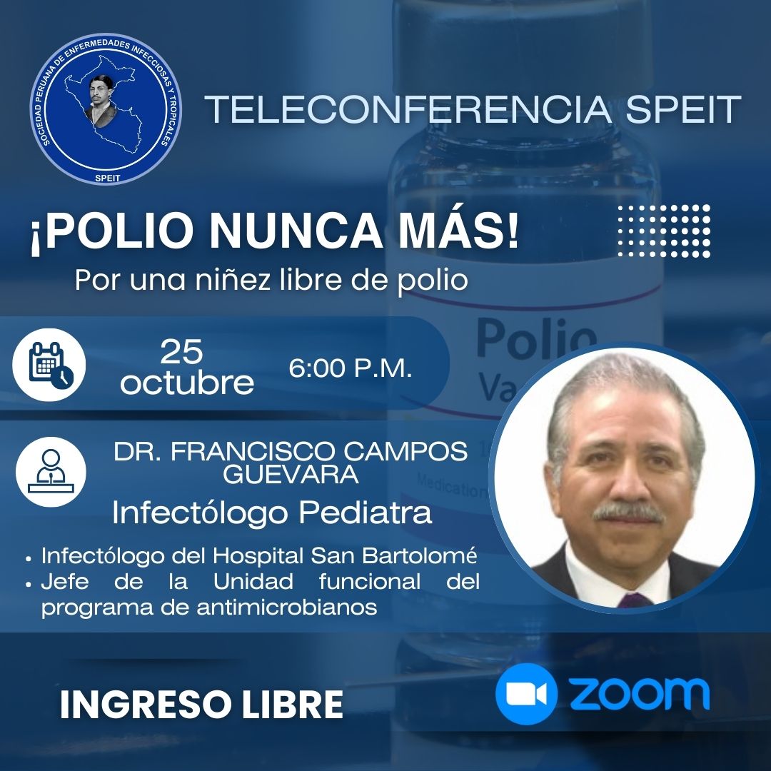 📷 TELECONFERENCIA SPEIT : ¡POLIO NUNCA MÁS! Por una niñez libre de polio.
📷 Fecha: 25 de octubre 2024 📷 6:00 p.m.
Vía ZOOM
Evento gratuito
Inscripciones aquí📷:
us02web.zoom.us/.../reg.../WN_…
