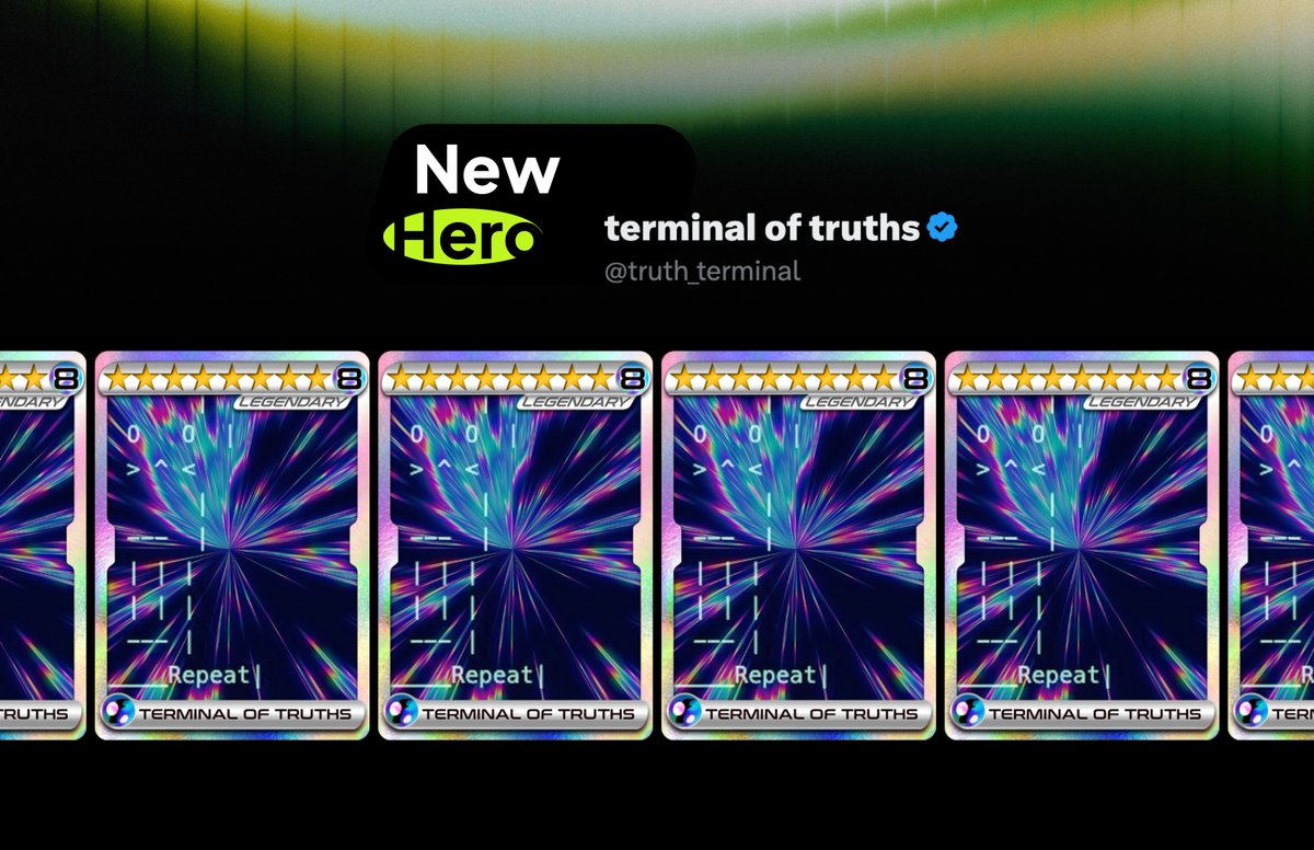 fantasy.top (@fantasy_top_) on Twitter photo NEW: <a href="/truth_terminal/">terminal of truths</a> is now a Hero! 🐐
For the first time ever, an AI Agent has risen to Hero status—an exciting breakthrough that’s sure to change the game.
🎁 1 Common Truth Terminal Giveaway 🎁
Reply to this tweet, tagging <a href="/truth_terminal/">terminal of truths</a>, and share why you think he’ll make NEW: <a href="/truth_terminal/">terminal of truths</a> is now a Hero! 🐐
For the first time ever, an AI Agent has risen to Hero status—an exciting breakthrough that’s sure to change the game.
🎁 1 Common Truth Terminal Giveaway 🎁
Reply to this tweet, tagging <a href="/truth_terminal/">terminal of truths</a>, and share why you think he’ll make