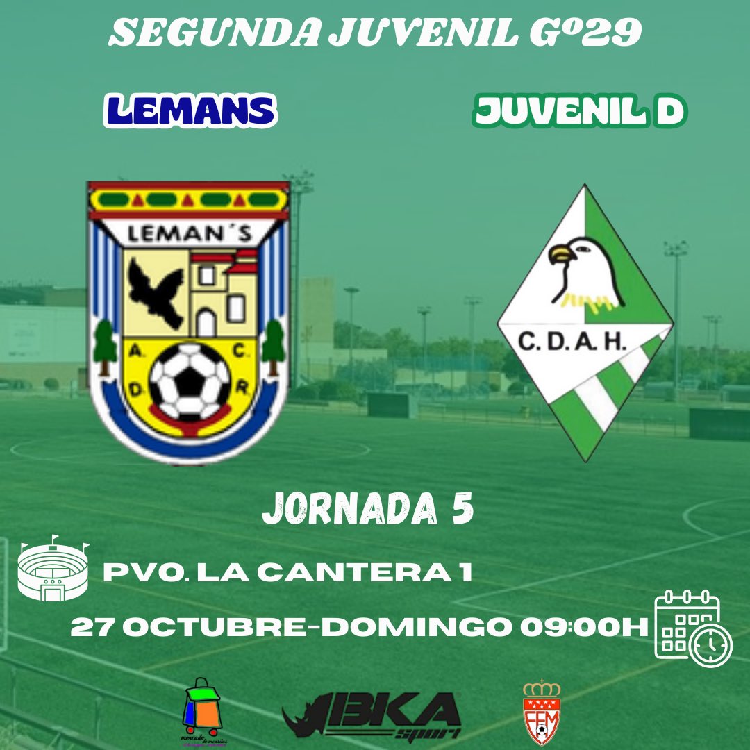 𝐉𝐔𝐕𝐄𝐍𝐈𝐋 𝐃⚽️💚

🆚 <a href="/adcr_lemans/">ADCR Lemans</a> "A"

🏟️ PVO. La Cantera 1

⏰ 09:00H

🗓️ Domingo 27 de Octubre

#vamosalzola #elequipodelbarrio
