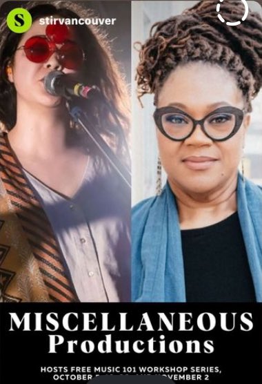 Next FREE #Music101 Workshops feature award-winning musician <a href="/dawnpemberton/">Dawn Pemberton</a> at the <a href="/SMschoolofmusic/">Sarah McLachlan School of Music</a> 
Oct 26th 2pm and 
multi-instrumentalist rocker #JayaStory Nov. 2nd
Visit miscellaneousproductions.ca for more details!
#misccommunity #Vancouverevents